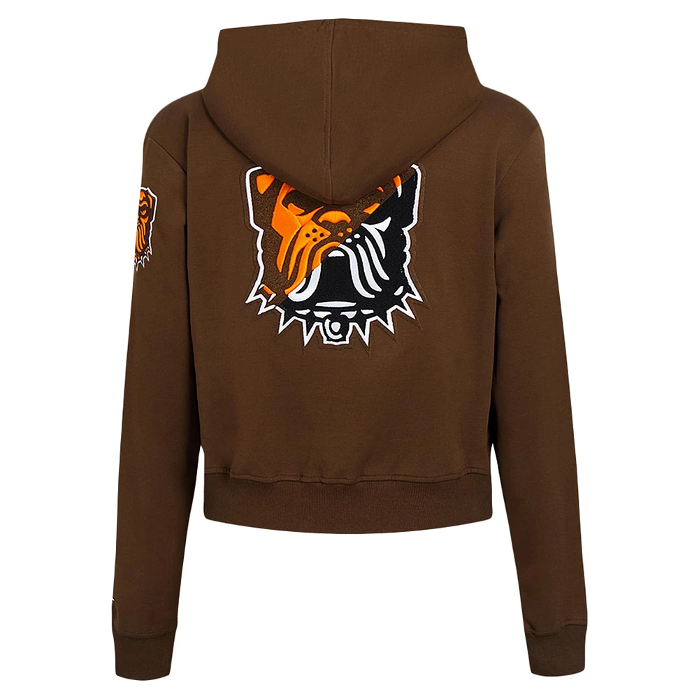 Women's Pro Standard Brown Cleveland Browns Split Logo Full-Zip Hoodie