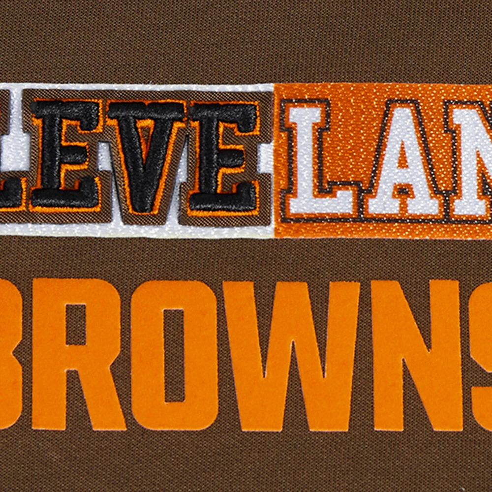 Women's Pro Standard Brown Cleveland Browns Split Logo Full-Zip Hoodie