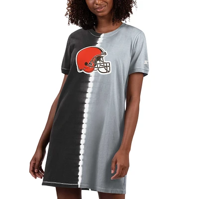 Robe t-shirt Starter noire Cleveland Browns Ace Tie-Dye pour femmes