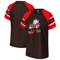 Haut raglan à blocs de couleurs pour femmes Starter Brown Cleveland Browns 1st Rounder