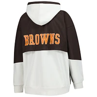 Sweat à capuche entièrement zippé blanc pour femme Cleveland Browns Scrimmage Starter