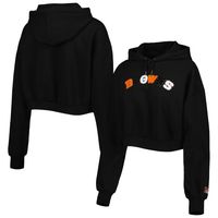 Women's The Wild Collective Black Cleveland Browns Cropped Pullover Hoodie