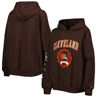 Sweat à capuche Tommy Hilfiger Brown Cleveland Browns Becca pour femme avec épaules tombantes