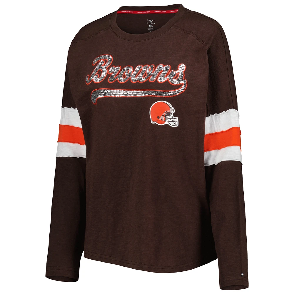 Tommy Hilfiger Brown Cleveland Browns Justine T-shirt à manches longues pour femme