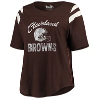 Women's Touch Brown Cleveland Browns Plus Curve Touchdown Half-Sleeve T-Shirt