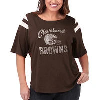 Touch Brown Cleveland Browns T-shirt à manches mi-longues taille plus Curve Touchdown pour femme