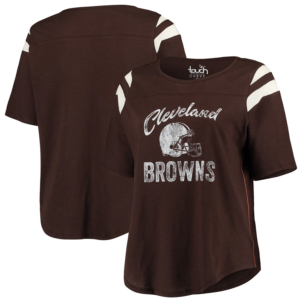 Women's Touch Brown Cleveland Browns Plus Curve Touchdown Half-Sleeve T-Shirt