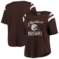 Touch Brown Cleveland Browns T-shirt à manches mi-longues taille plus Curve Touchdown pour femme