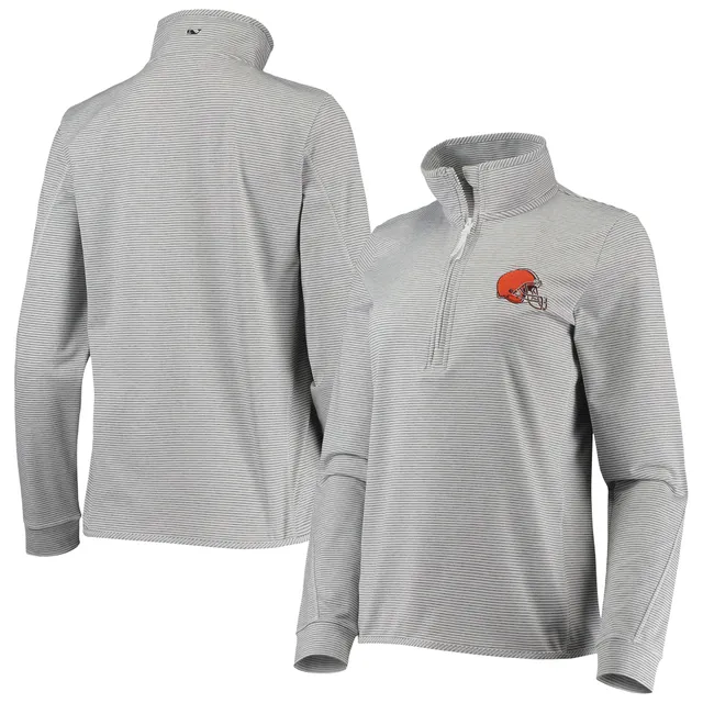 Lids Cleveland Browns Vineyard Vines Women's Sankaty Shep Half-Zip Pullover  Top - Heather Gray