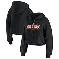 Women's WEAR by Erin Andrews Black Cleveland Browns Prime Cropped Pullover Hoodie