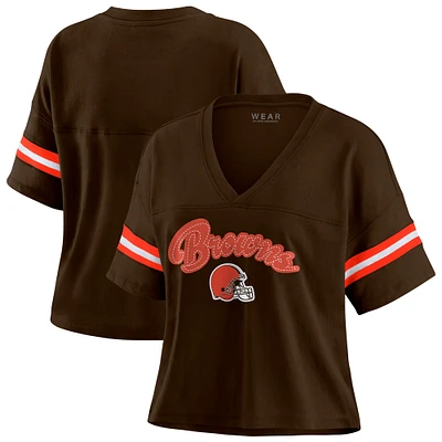 T-shirt boxy à blocs de couleurs marron/blanc grande taille pour femme WEAR by Erin Andrews Cleveland Browns