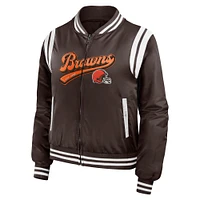 Women's WEAR by Erin Andrews Brown Cleveland Browns Bomber Full-Zip Jacket