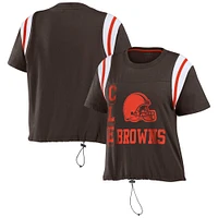 Women's WEAR by Erin Andrews Brown Cleveland Browns Cinched Colorblock T-Shirt