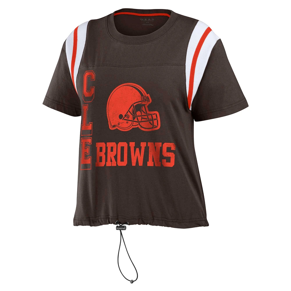 Women's WEAR by Erin Andrews Brown Cleveland Browns Cinched Colorblock T-Shirt