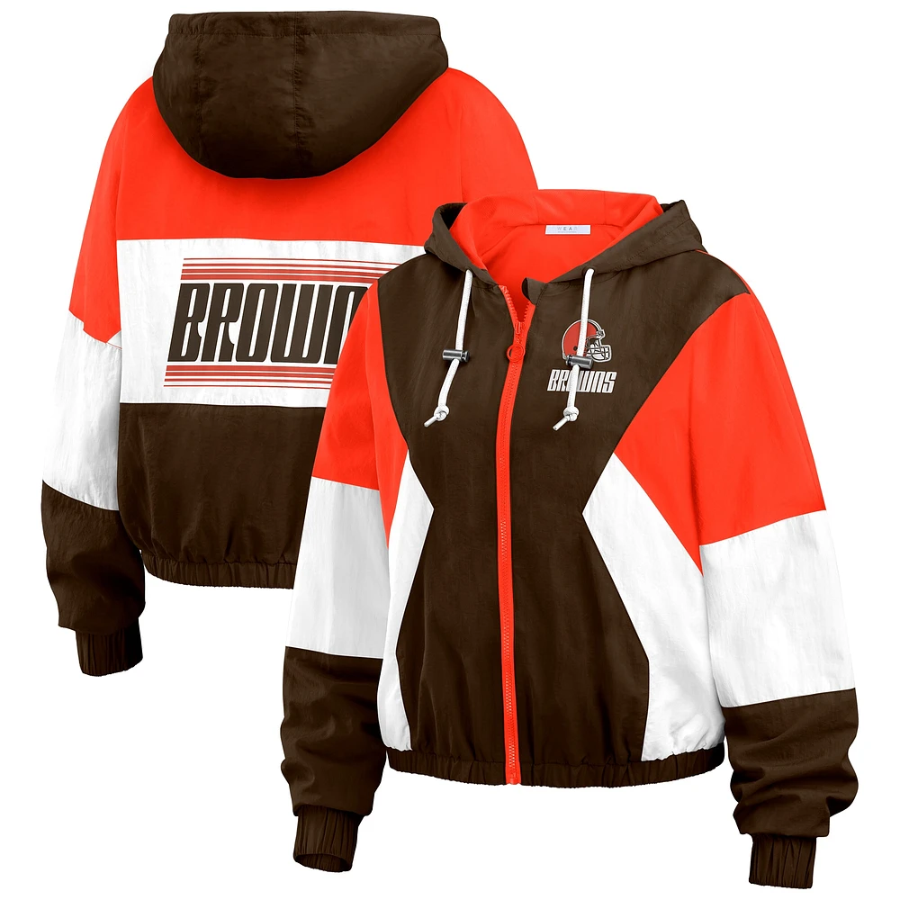 Veste coupe-vent entièrement zippée à blocs de couleurs pour femme WEAR by Erin Andrews Brown Cleveland Browns