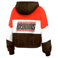 Women's WEAR by Erin Andrews  Brown Cleveland Browns Color Block Full-Zip Windbreaker Jacket