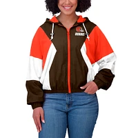 Women's WEAR by Erin Andrews  Brown Cleveland Browns Color Block Full-Zip Windbreaker Jacket