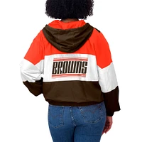 Women's WEAR by Erin Andrews  Brown Cleveland Browns Color Block Full-Zip Windbreaker Jacket