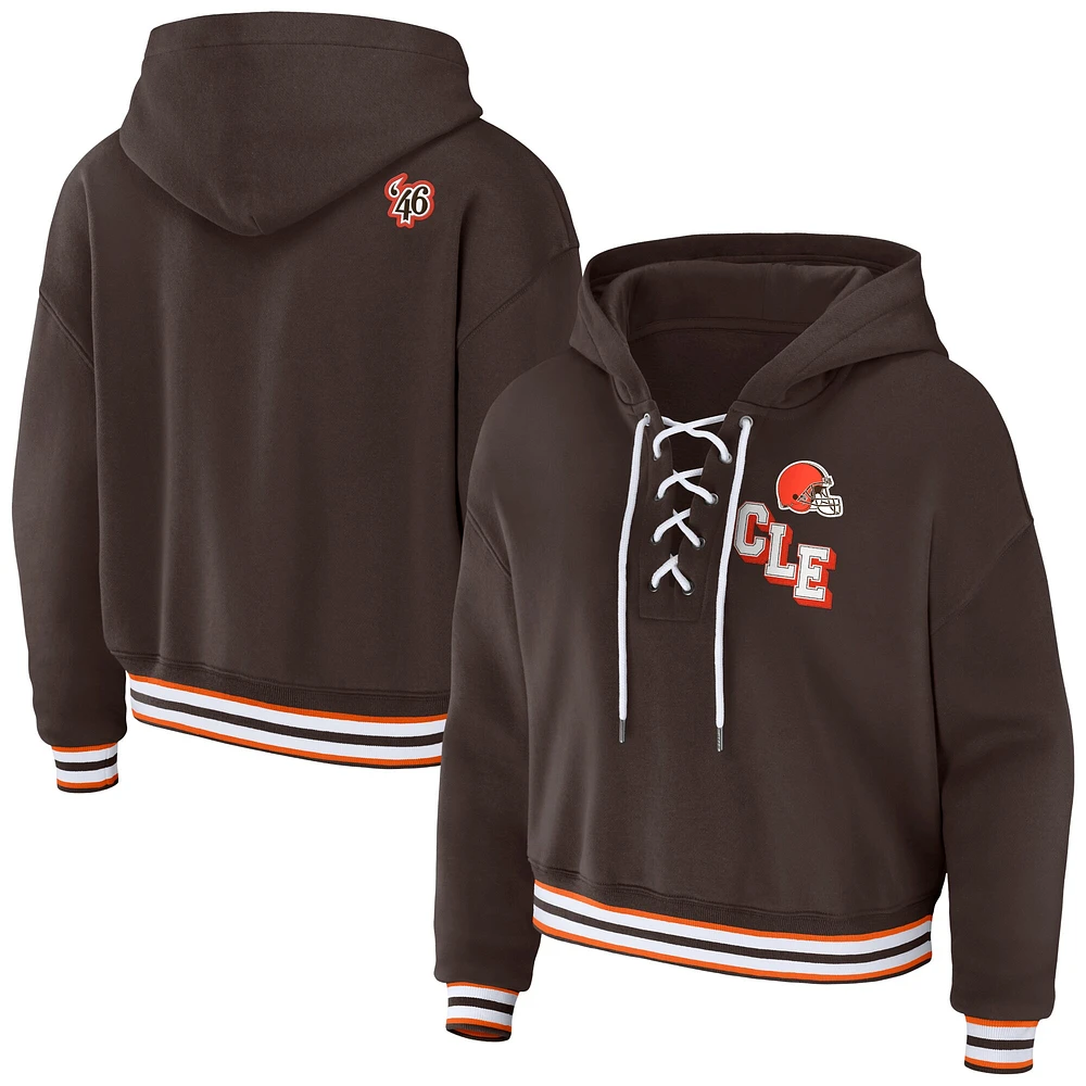 Sweat à capuche lacets pour femme WEAR by Erin Andrews Brown Cleveland Browns