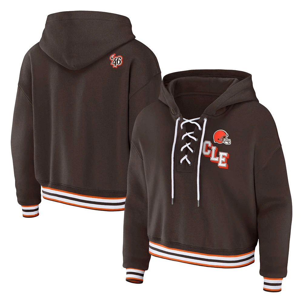 Sweat à capuche lacets grande taille pour femme WEAR by Erin Andrews Brown Cleveland Browns