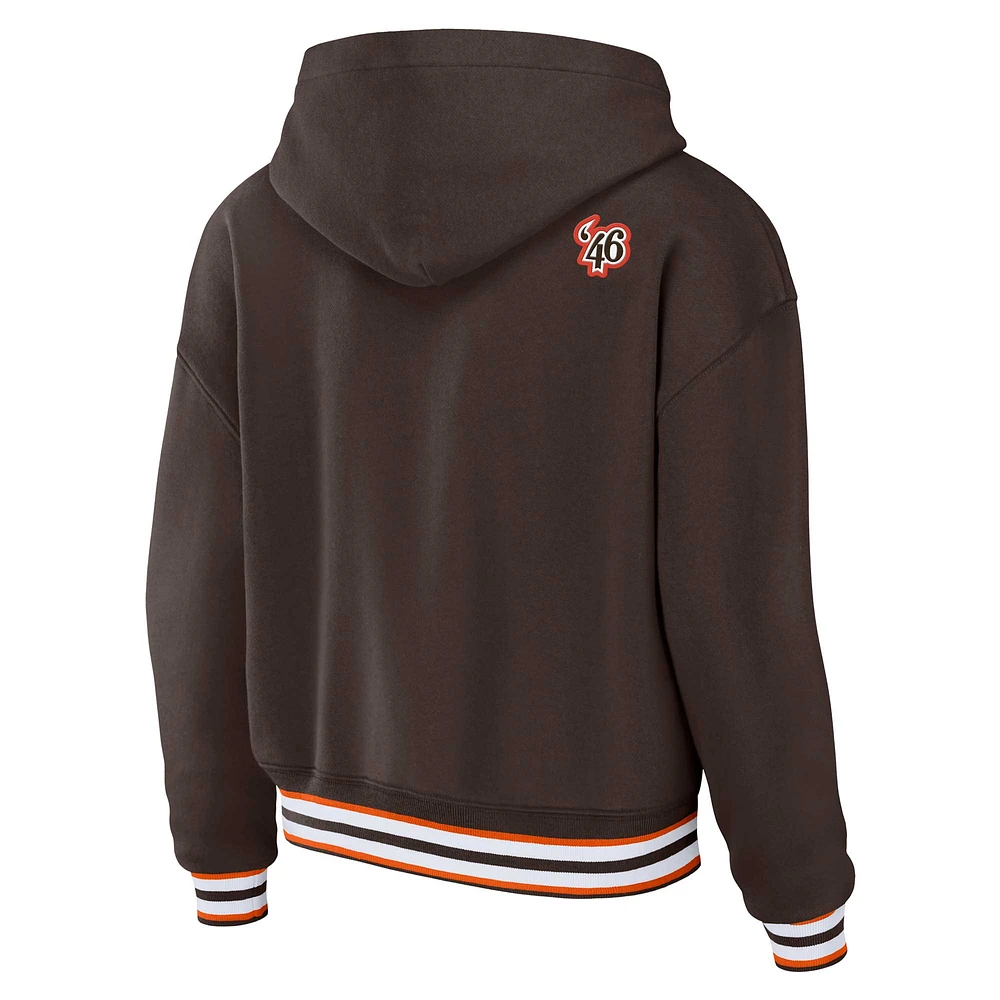 Sweat à capuche lacets grande taille pour femme WEAR by Erin Andrews Brown Cleveland Browns