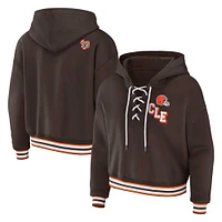 Sweat à capuche lacets grande taille pour femme WEAR by Erin Andrews Brown Cleveland Browns