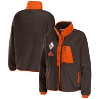 Women's WEAR by Erin Andrews Brown Cleveland Browns Polar Fleece Raglan Full-Snap Jacket