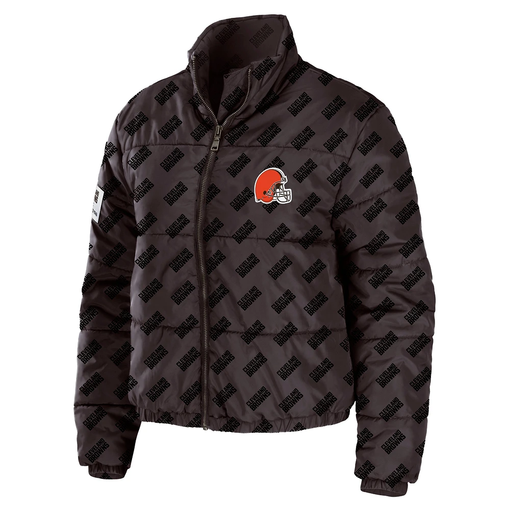 Veste courte matelassée WEAR by Erin Andrews Brown Cleveland Browns pour femme