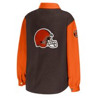 Women's WEAR by Erin Andrews Brown Cleveland Browns Snap-Up Shirt Jacket