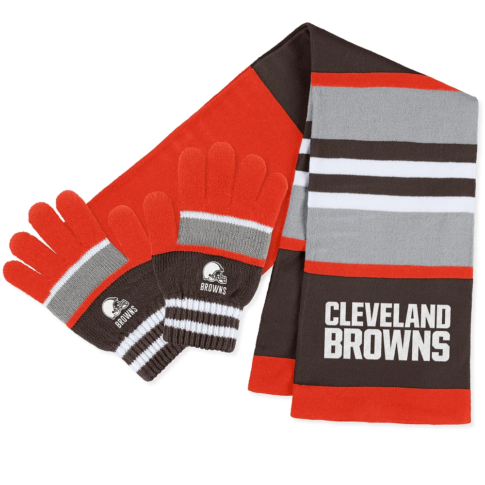 Ensemble gants et écharpe à rayures Cleveland Browns pour femme WEAR by Erin Andrews