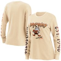 Women's WEAR by Erin Andrews Cream Cleveland Browns - Long Sleeve Thermal Top