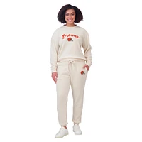 Women's WEAR by Erin Andrews  Cream Cleveland Browns Plus Knitted Tri-Blend Long Sleeve T-Shirt & Pants Lounge Set