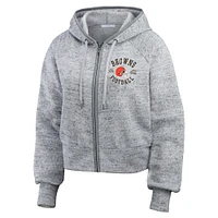 Women's WEAR by Erin Andrews  Heather Gray Cleveland Browns Speckled Fleece Cropped Full-Zip Hoodie