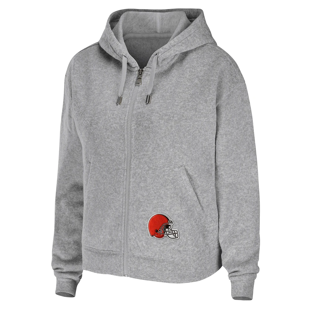 Women's WEAR by Erin Andrews Heathered Gray Cleveland Browns Team Full-Zip Hoodie