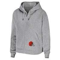 Sweat à capuche zippé gris chiné pour femme WEAR by Erin Andrews de l'équipe Cleveland Browns