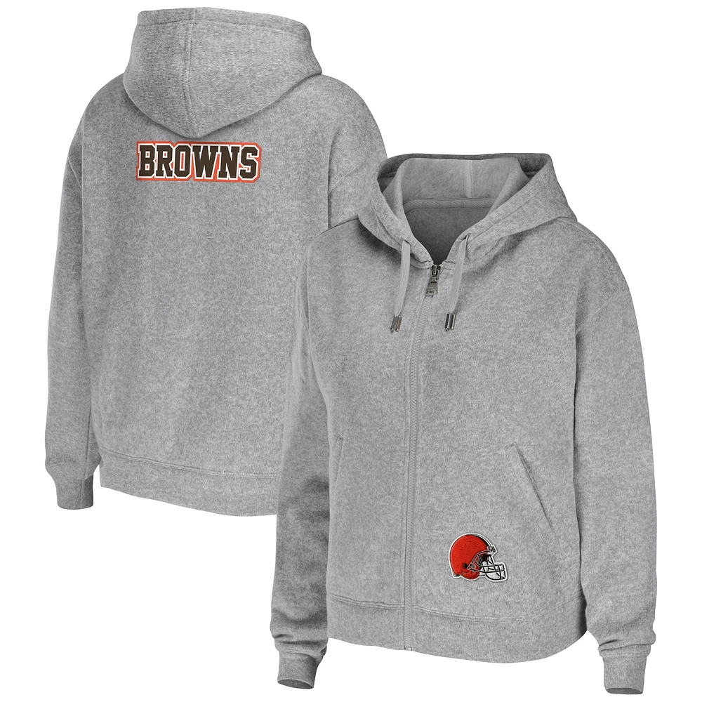 Sweat à capuche zippé gris chiné pour femme WEAR by Erin Andrews de l'équipe Cleveland Browns