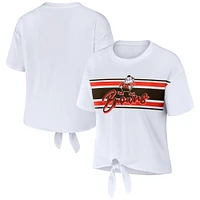 Women's WEAR by Erin Andrews White Cleveland Browns Front Tie Retro T-Shirt