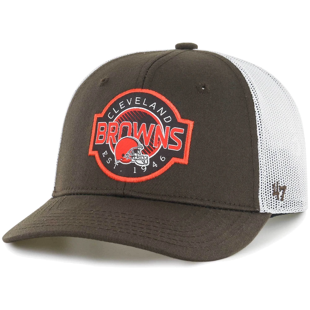 Casquette de camionneur réglable Cleveland Browns Scramble pour jeune '47 marron/blanc