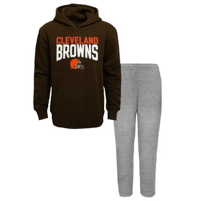 Toddler Brown Cleveland Browns Football Pullover Hoodie