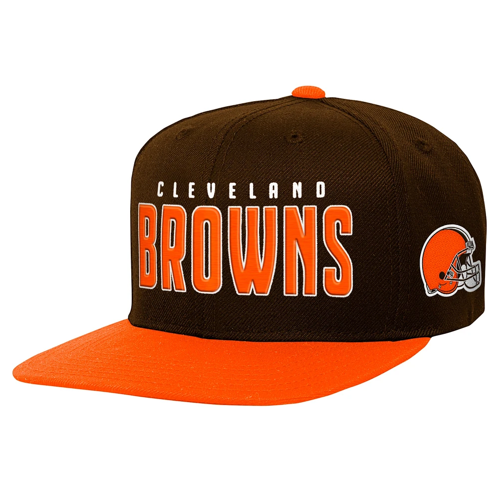 Youth Brown/Orange Cleveland Browns Lock Up Flat Brim Snapback Hat