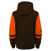 Youth Brown Cleveland Browns Colorblock - Full-Zip Hoodie