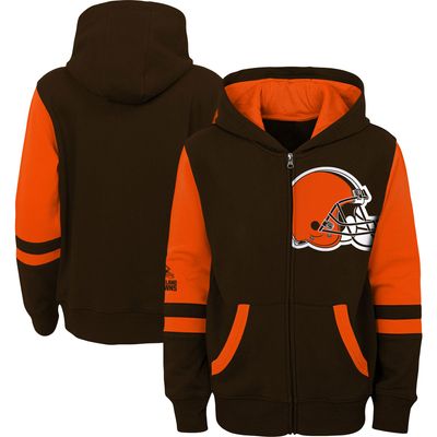 Youth Brown Cleveland Browns Colorblock - Full-Zip Hoodie