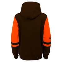 Youth Brown Cleveland Browns Stadium Color-Block Full-Zip Hoodie