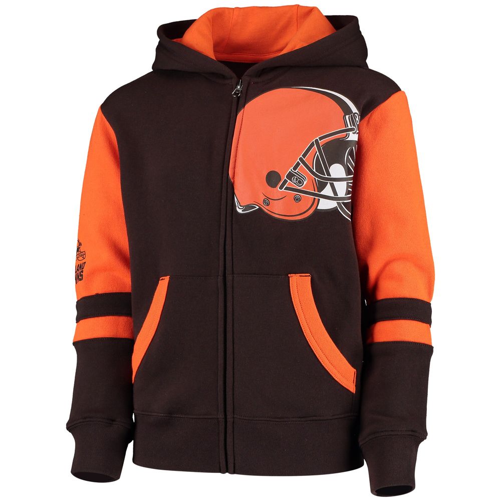 Outerstuff Youth Brown Cleveland Browns Stadium Full-Zip Hoodie