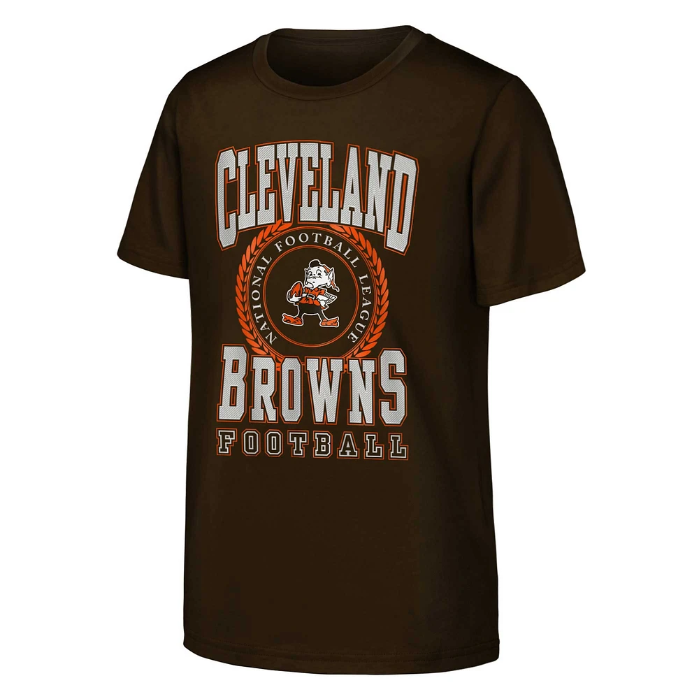 Youth Brown Cleveland Browns Stitched Up Retro Logo T-Shirt