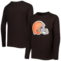 T-shirt brun à manches longues et logo de l'équipe des Cleveland Browns pour jeune