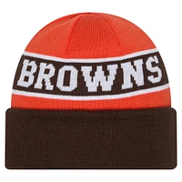 Bonnet en tricot réversible à revers Cleveland Browns Active pour jeunes New Era marron