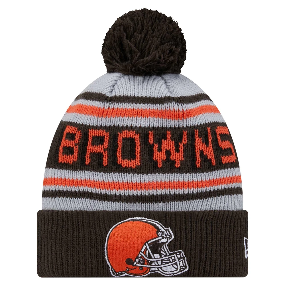 Bonnet en tricot à revers et pompon Cleveland Browns de New Era pour jeunes