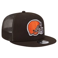 Youth New Era Brown Cleveland Browns  Main Trucker 9FIFTY Snapback Hat