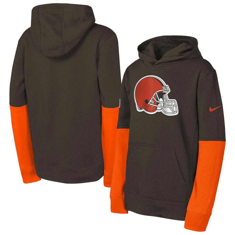 Sweat à capuche Nike Brown Cleveland Browns Club pour jeunes